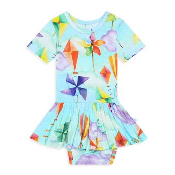 NWT Posh Peanut Ryder Bodysuit Twirl Dress 0-3M Kites - Picture 2 of 6